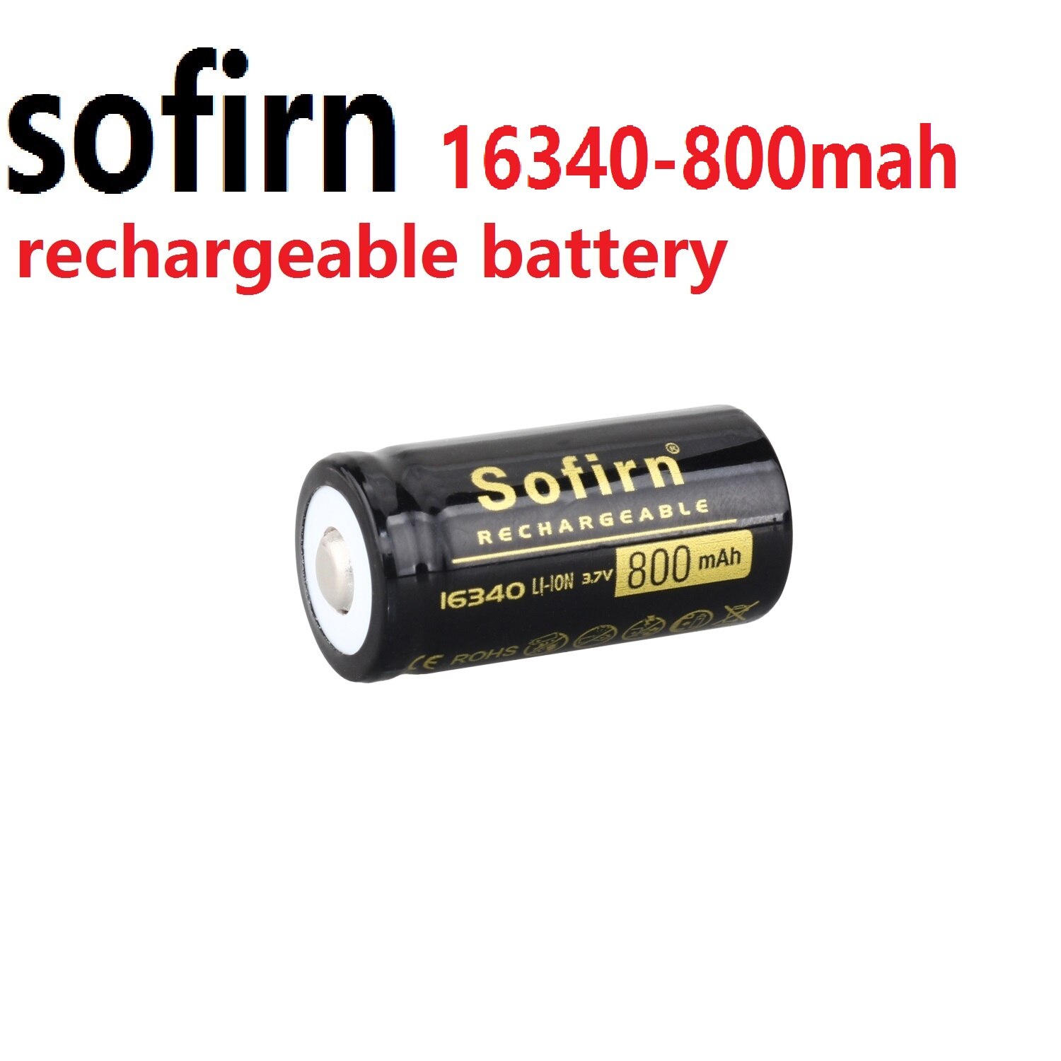 Sofirn 충전식 16340 배터리 리튬 이온 배터리 3.7V 800mah 16340 셀 충전지